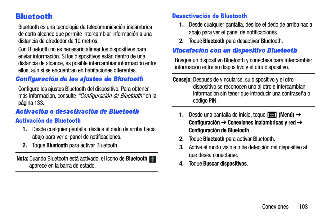 Activación o desactivación de Bluetooth Galaxy Player 4.0