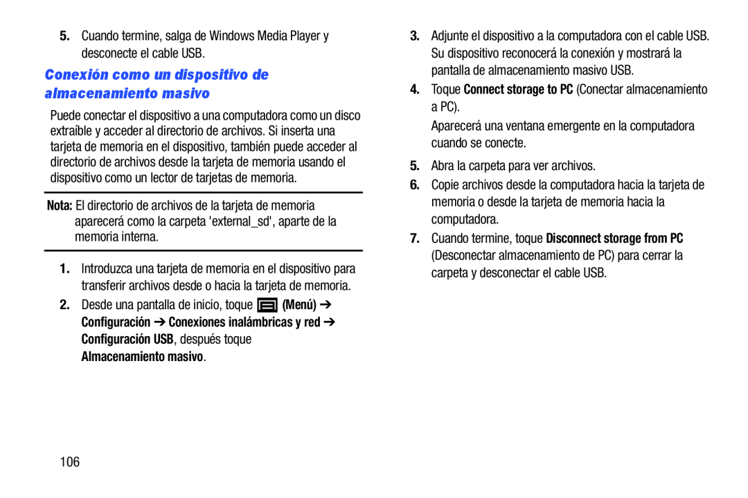 Conexión como un dispositivo de almacenamiento masivo Galaxy Player 4.0