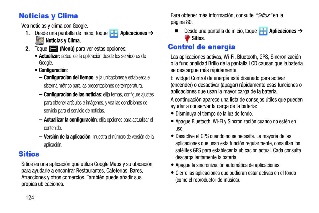 Noticias y Clima Control de energía