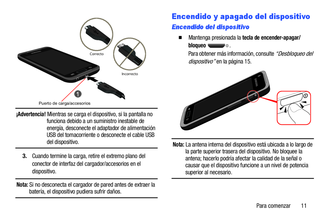 Encendido del dispositivo Galaxy Player 4.0