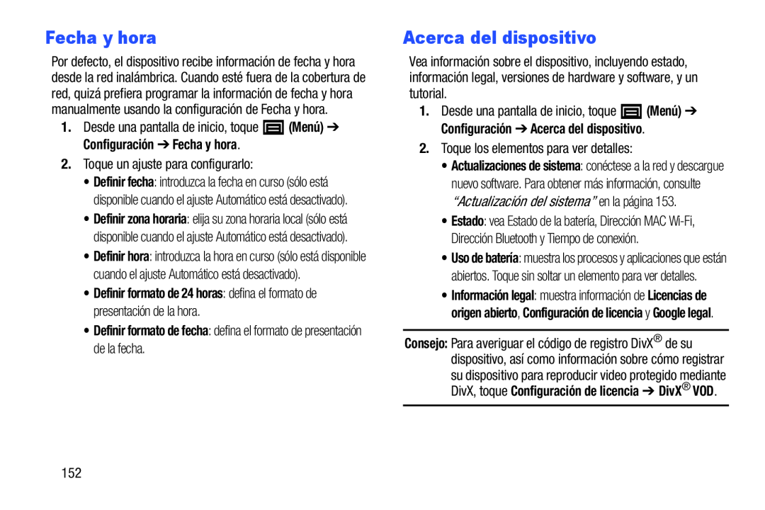 Fecha y hora Acerca del dispositivo