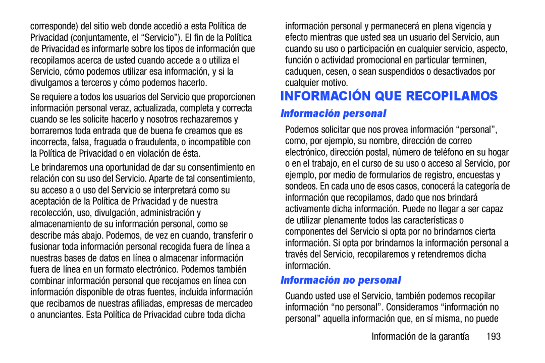 Información personal Información no personal