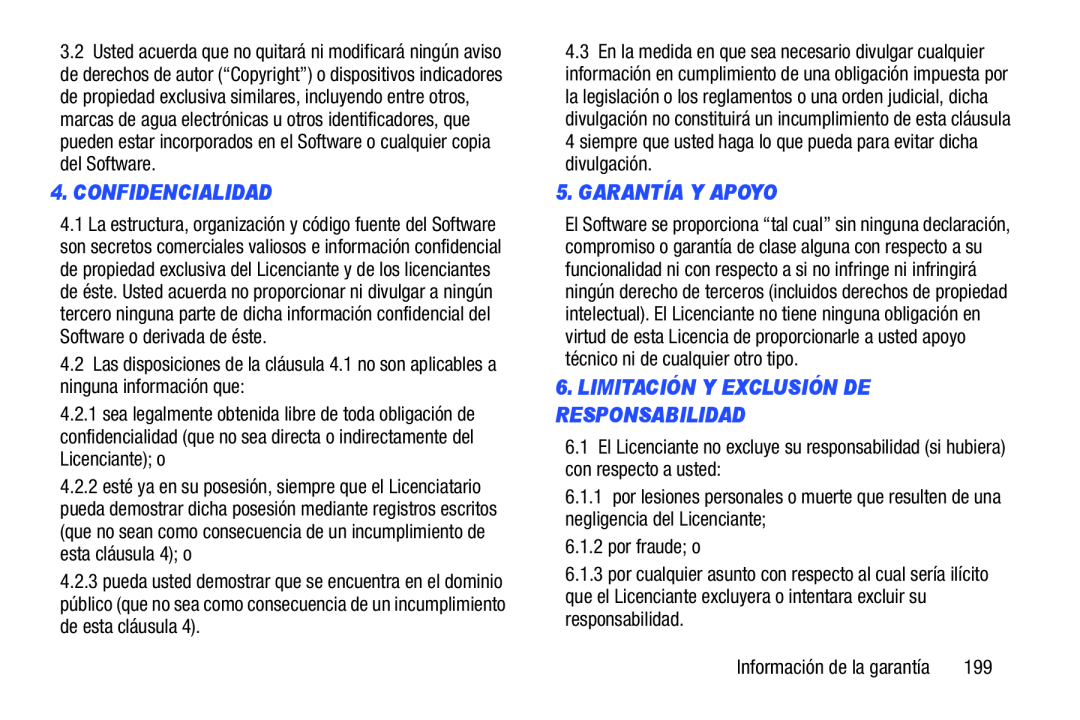 6.LIMITACIÓN Y EXCLUSIÓN DE RESPONSABILIDAD Galaxy Player 4.0