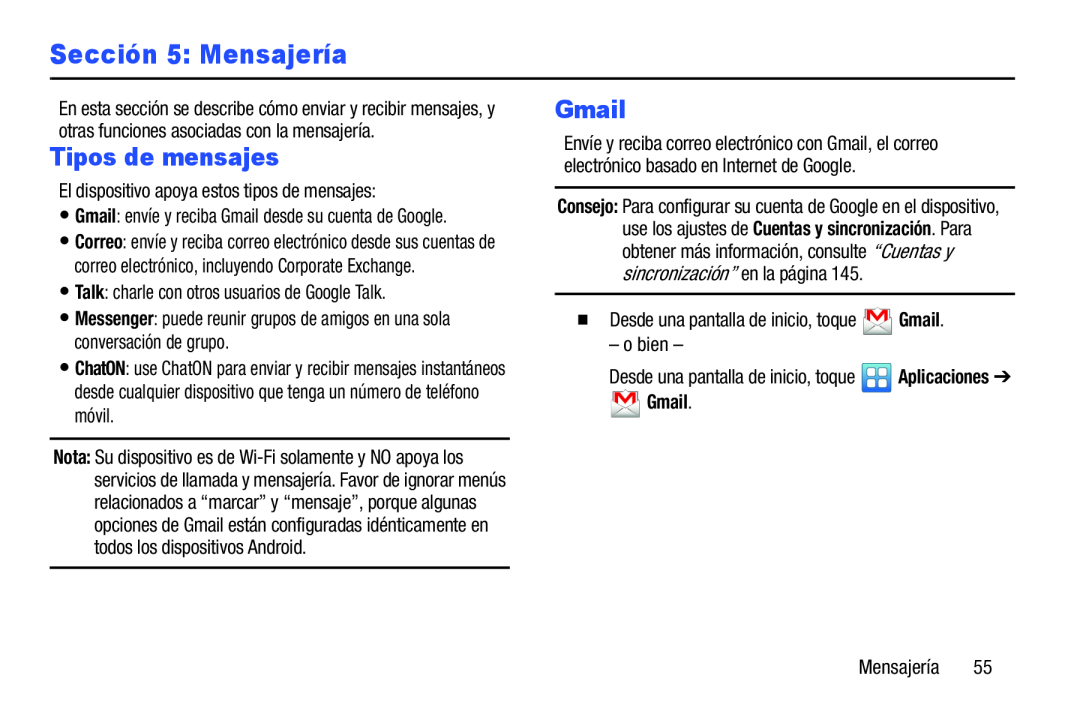 Sección 5: Mensajería Galaxy Player 4.0