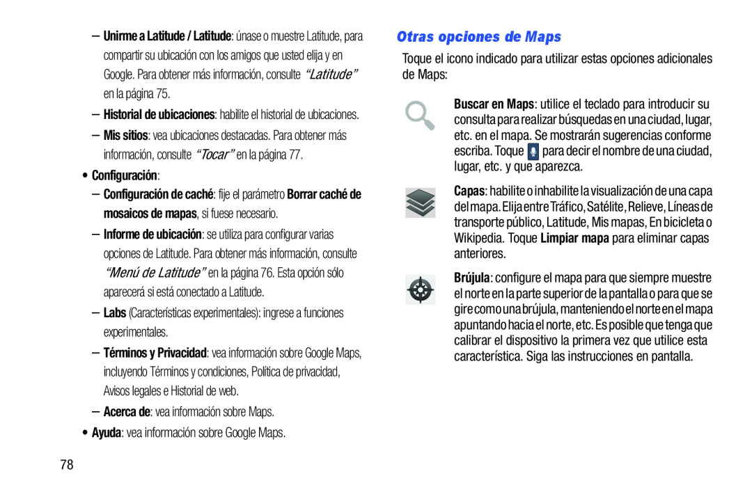 Otras opciones de Maps Galaxy Player 4.0