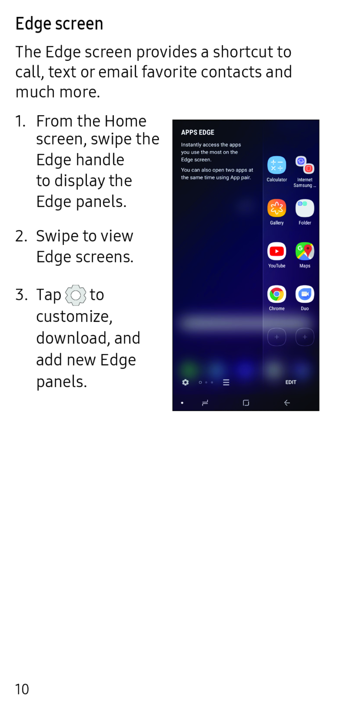 Edge screen