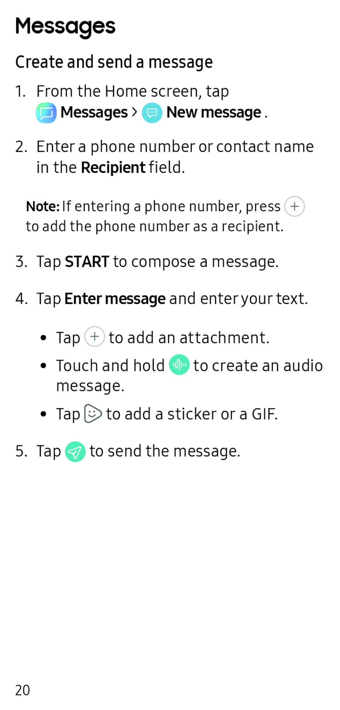 Create and send a message Messages