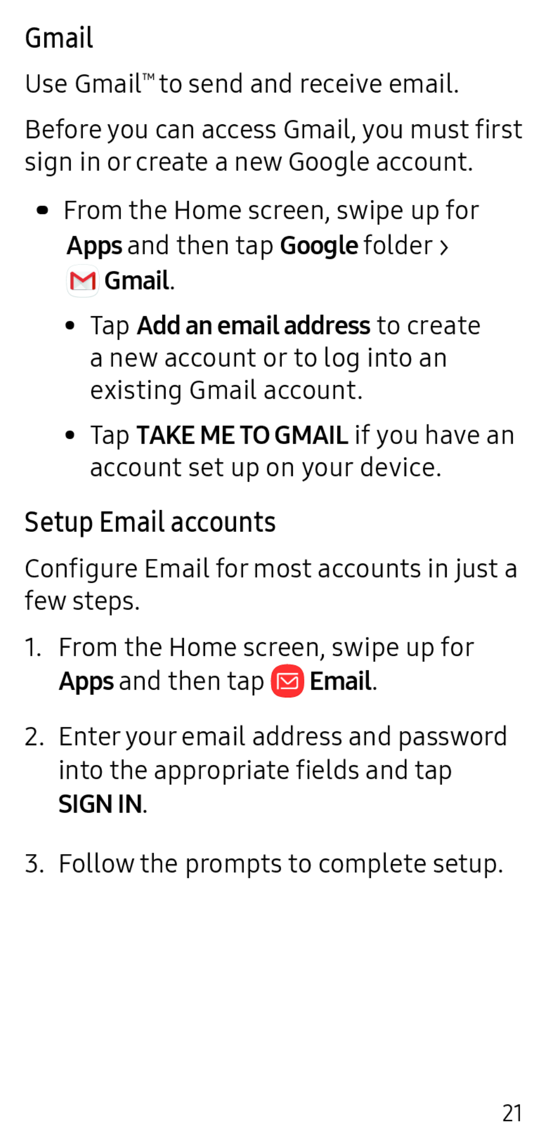 Gmail Setup Email accounts