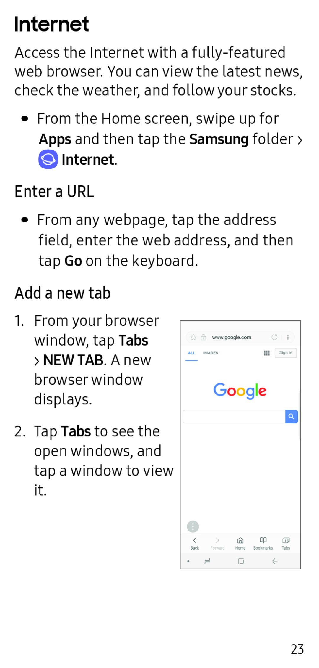 Enter a URL Add a new tab