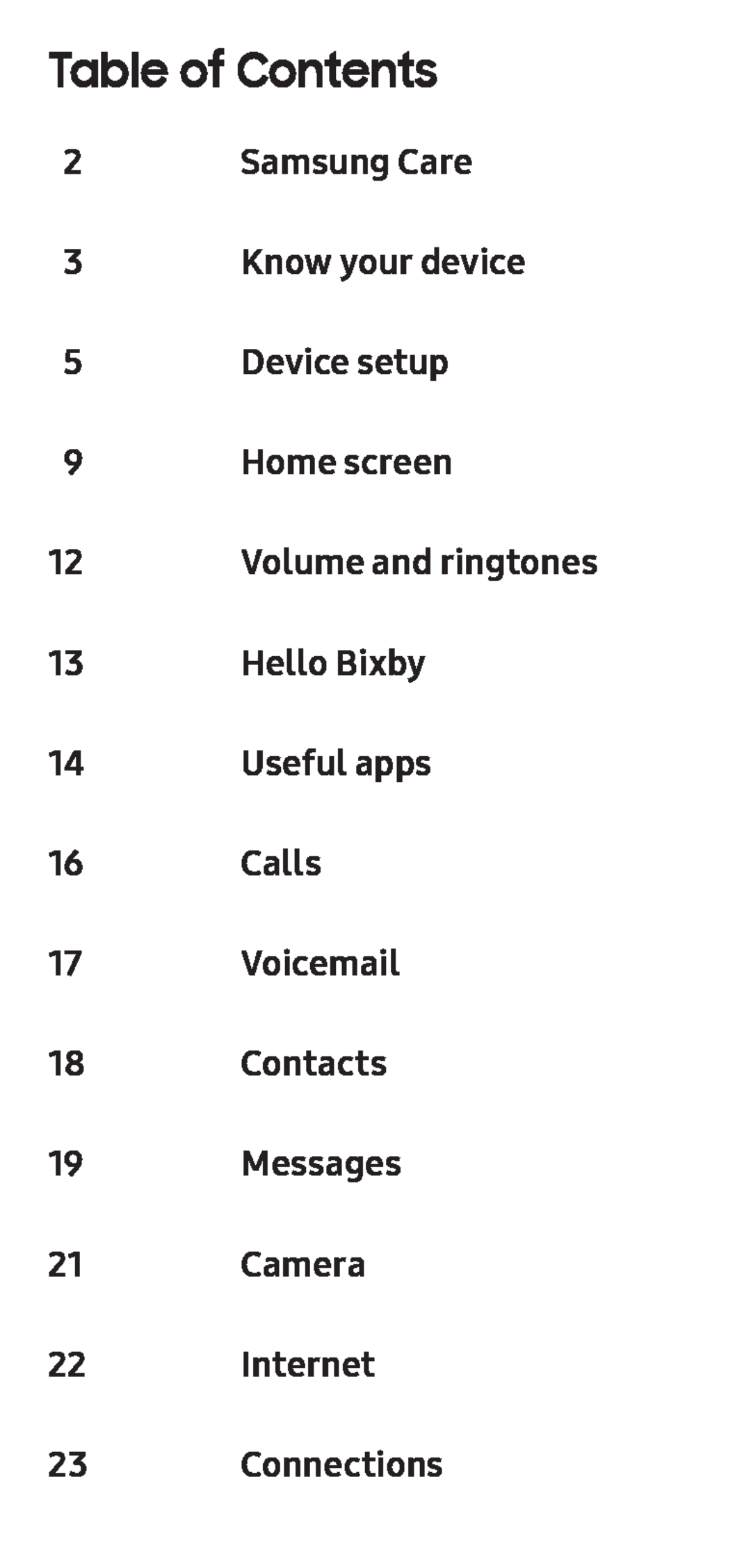 Table of Contents Galaxy S9+ Spectrum Mobile
