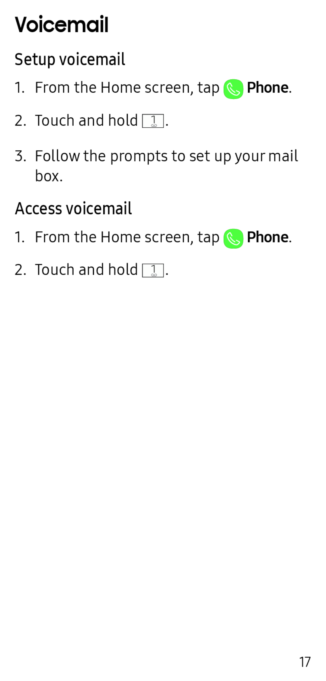 Access voicemail Galaxy S9+ Spectrum Mobile