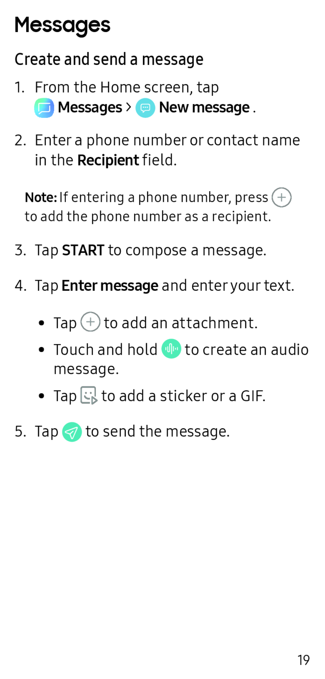 Create and send a message Messages