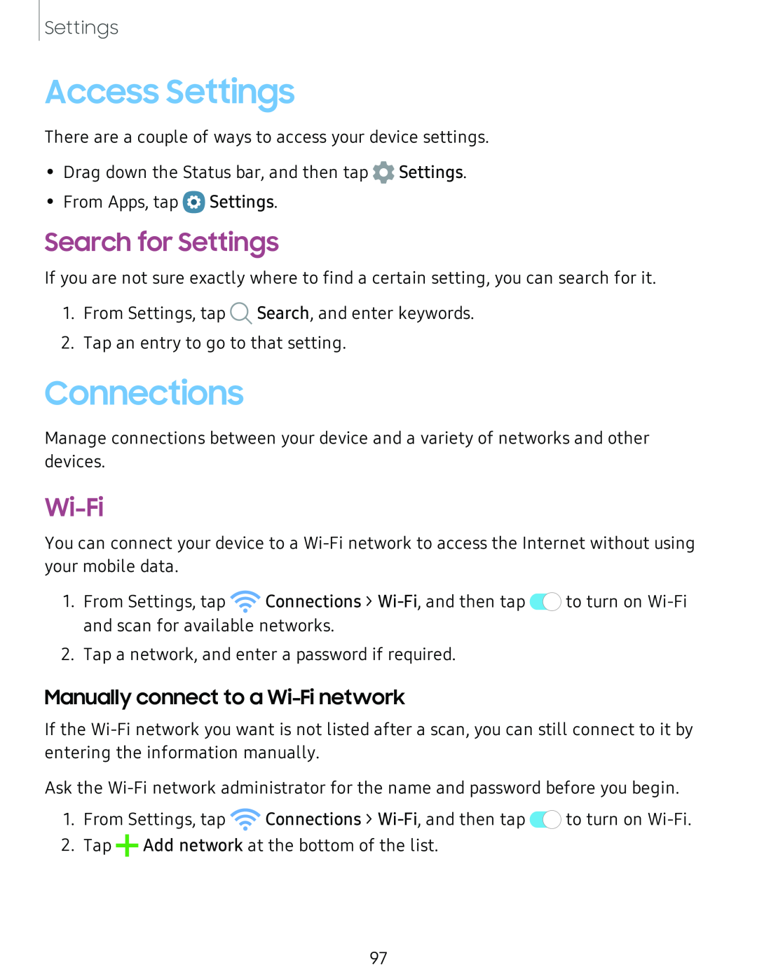 Manually connect to a Wi-Finetwork Galaxy S8 Boost