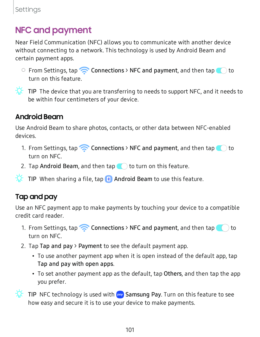 NFC and payment Galaxy S8 Boost