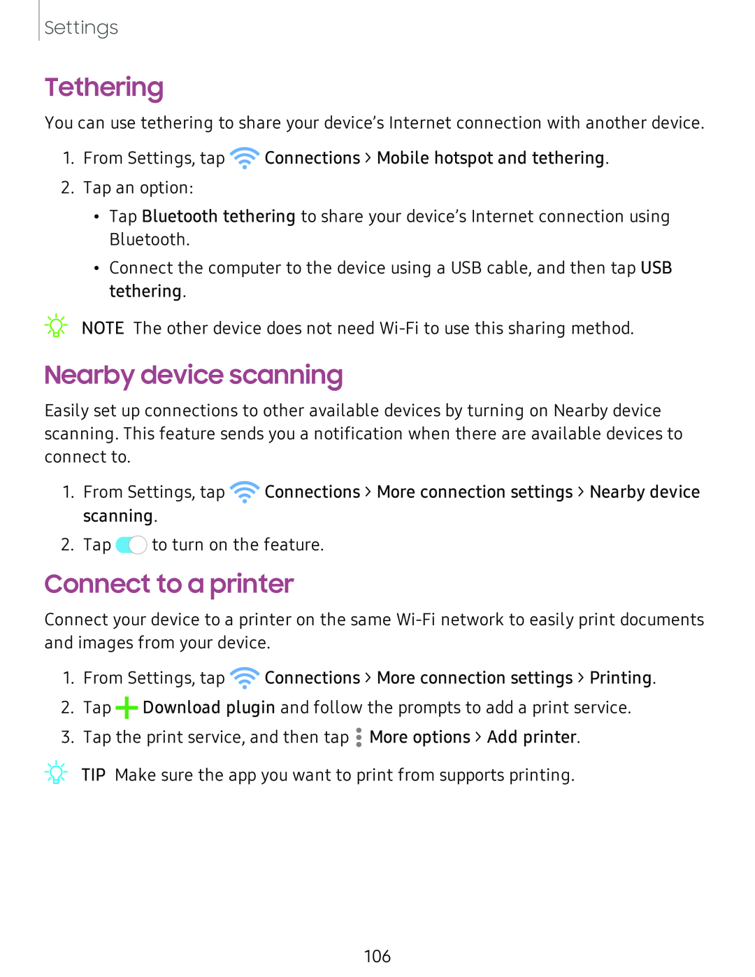 Tethering Nearby device scanning