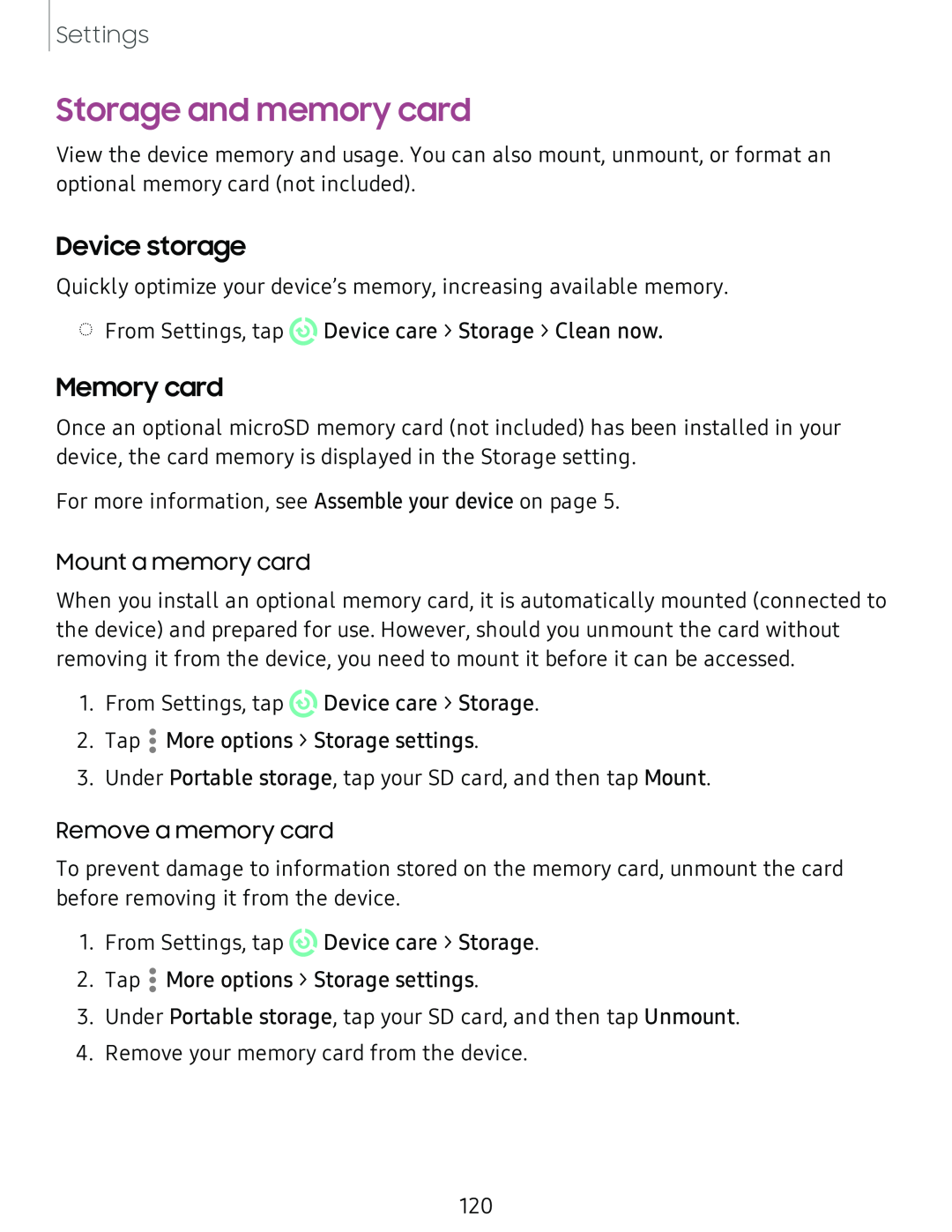 Device storage Galaxy S8 Boost