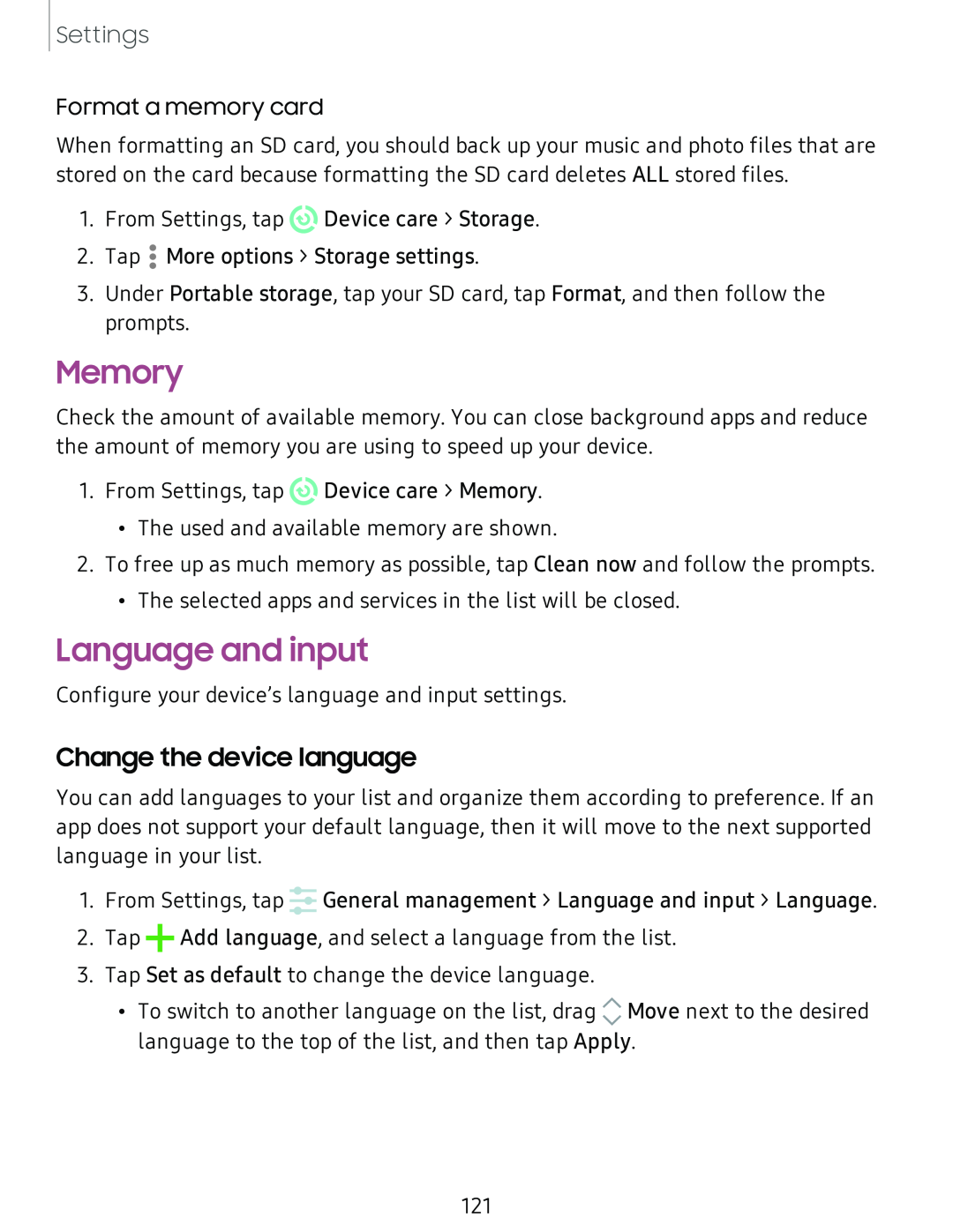 Change the device language Galaxy S8 Boost