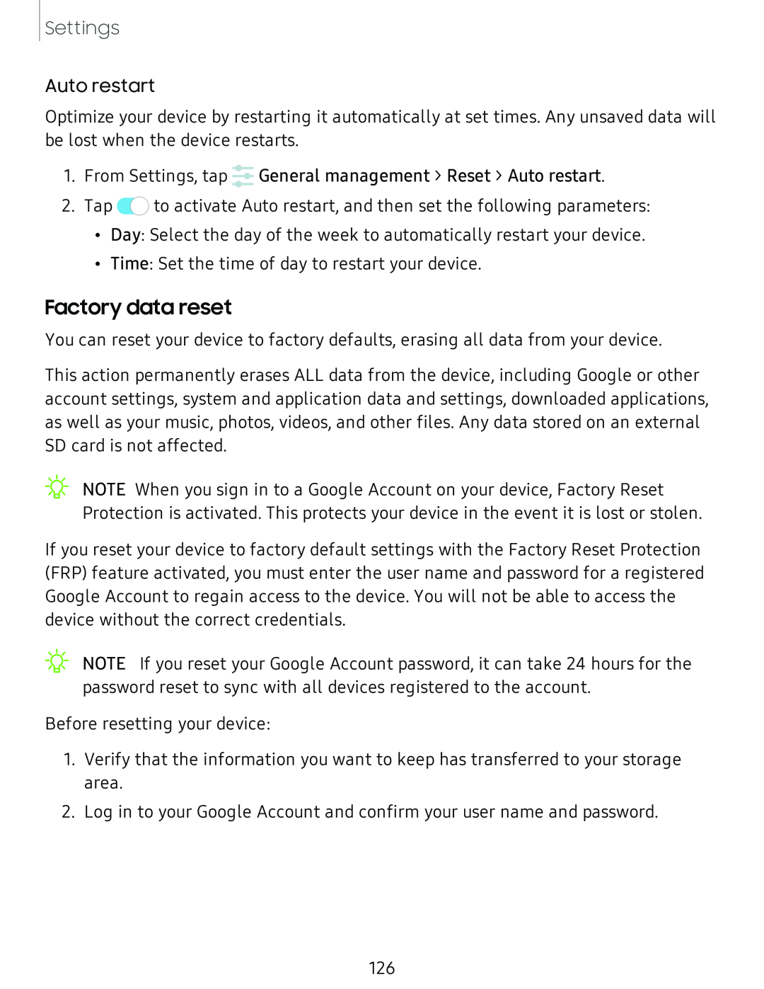 Factory data reset Galaxy S8 Boost