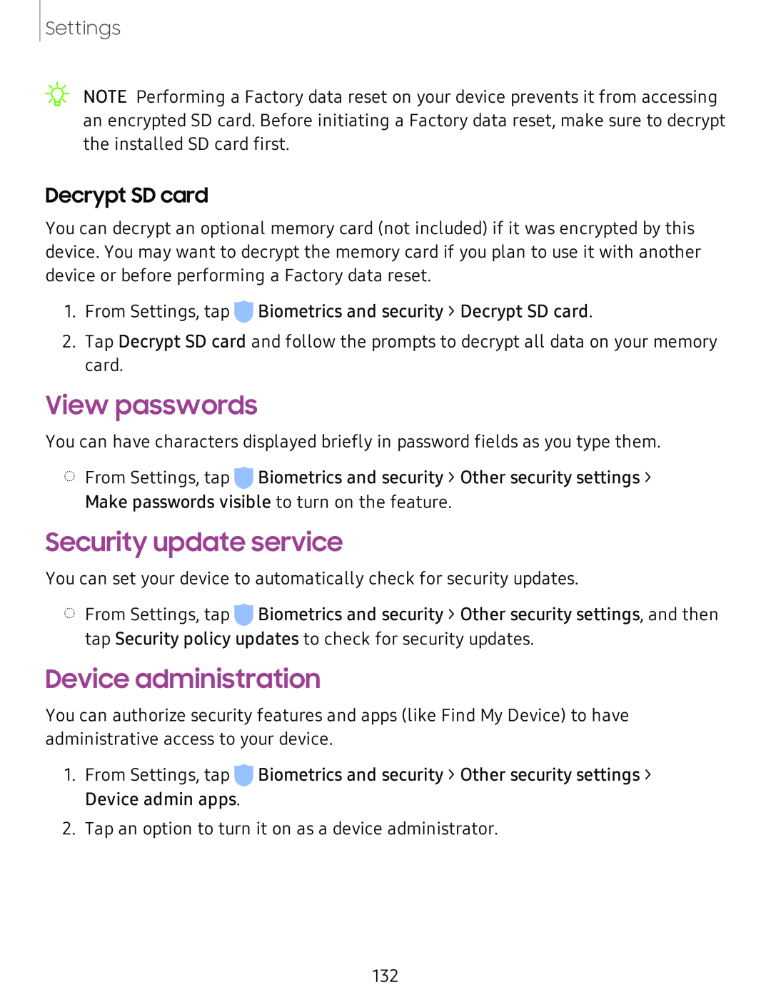 Device administration Galaxy S8 Boost