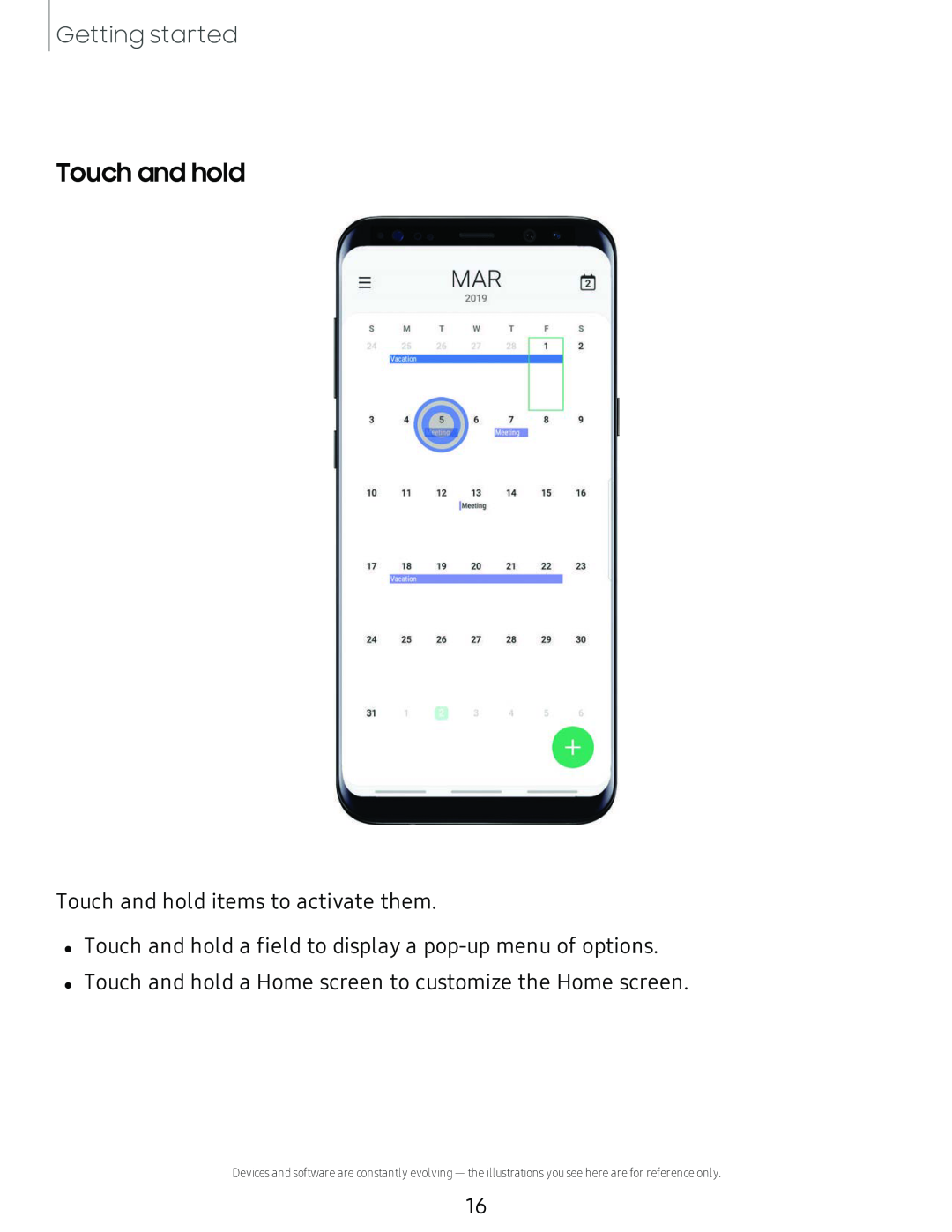 Touch and hold Galaxy S8 Boost