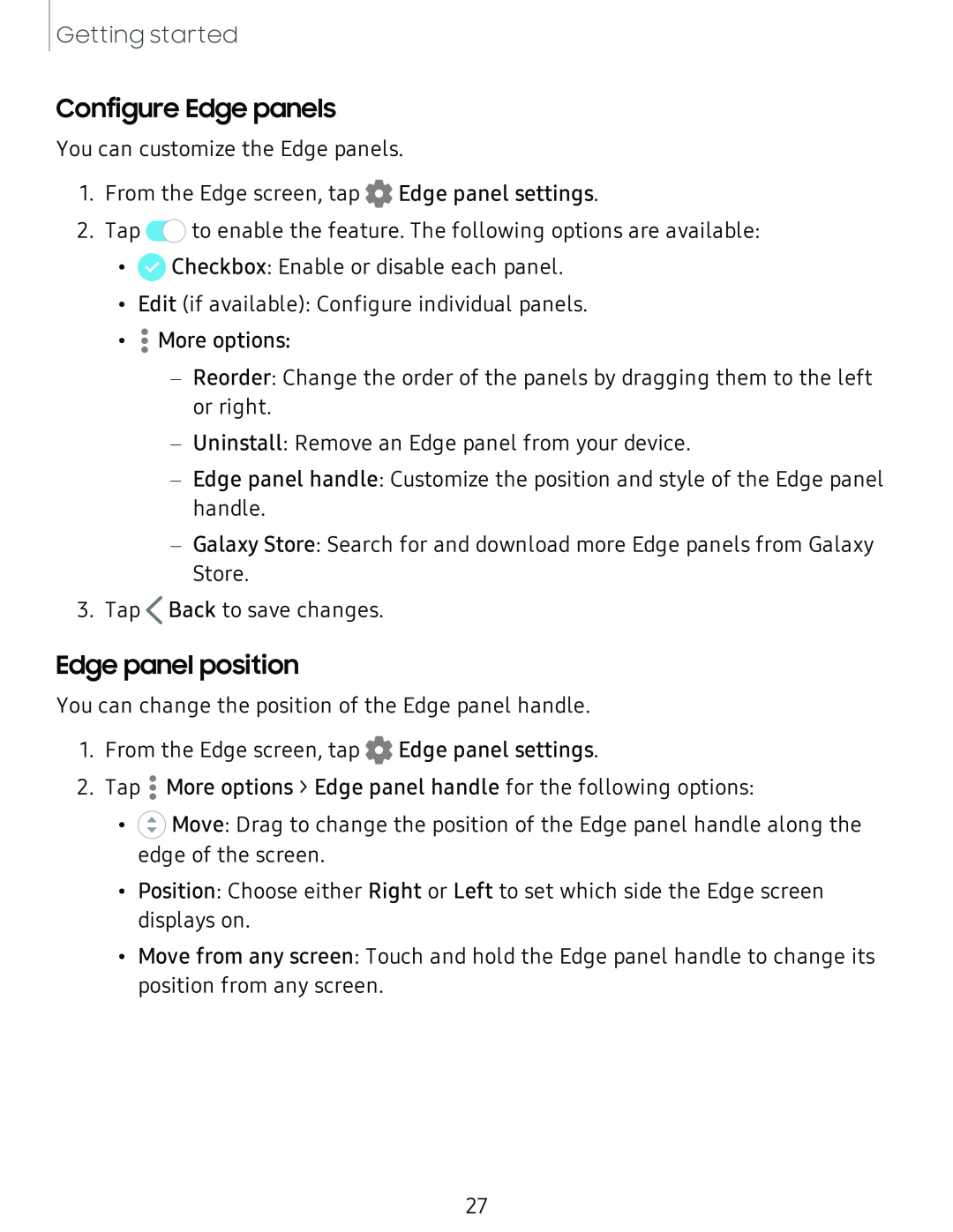 Edge panel position Galaxy S8 Boost