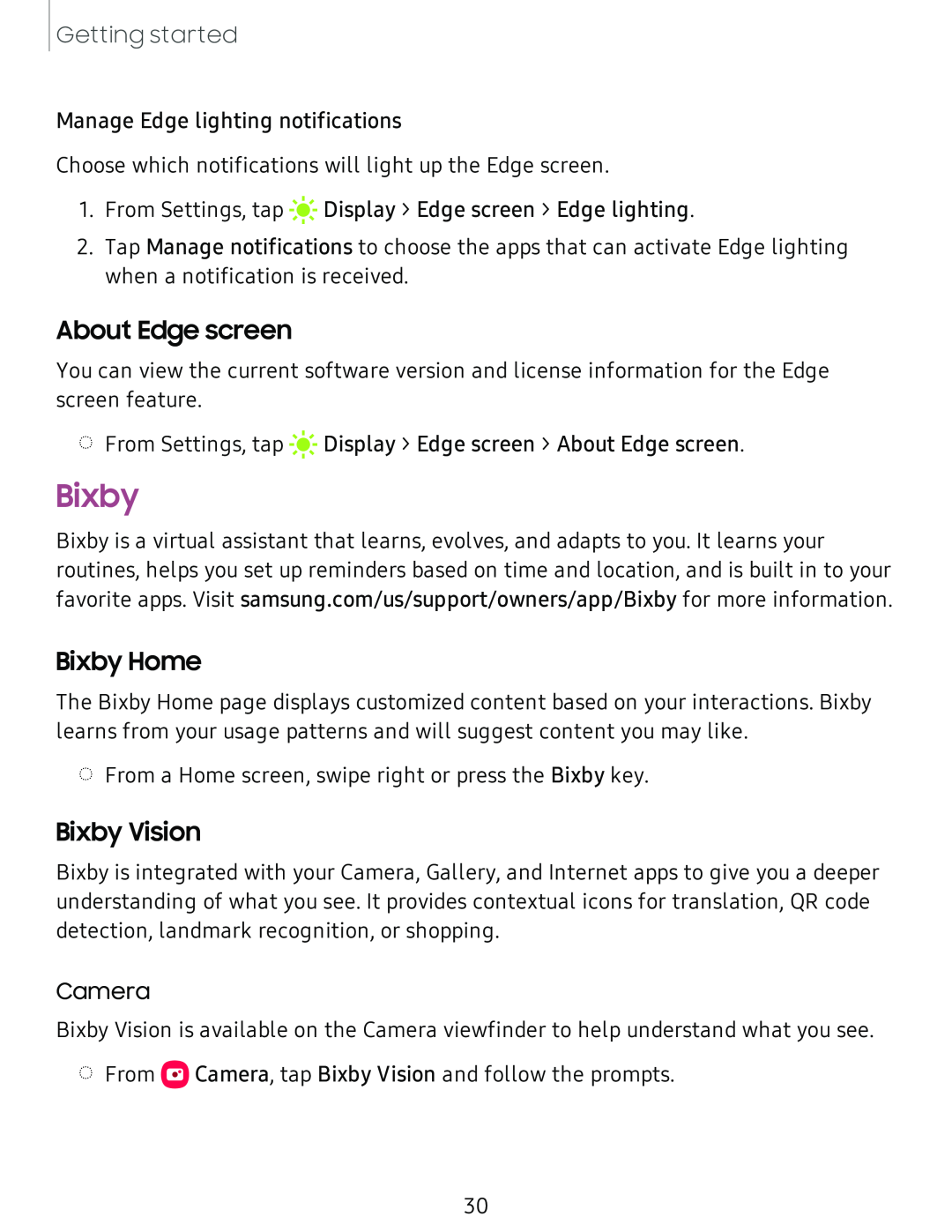 About Edge screen Bixby Home