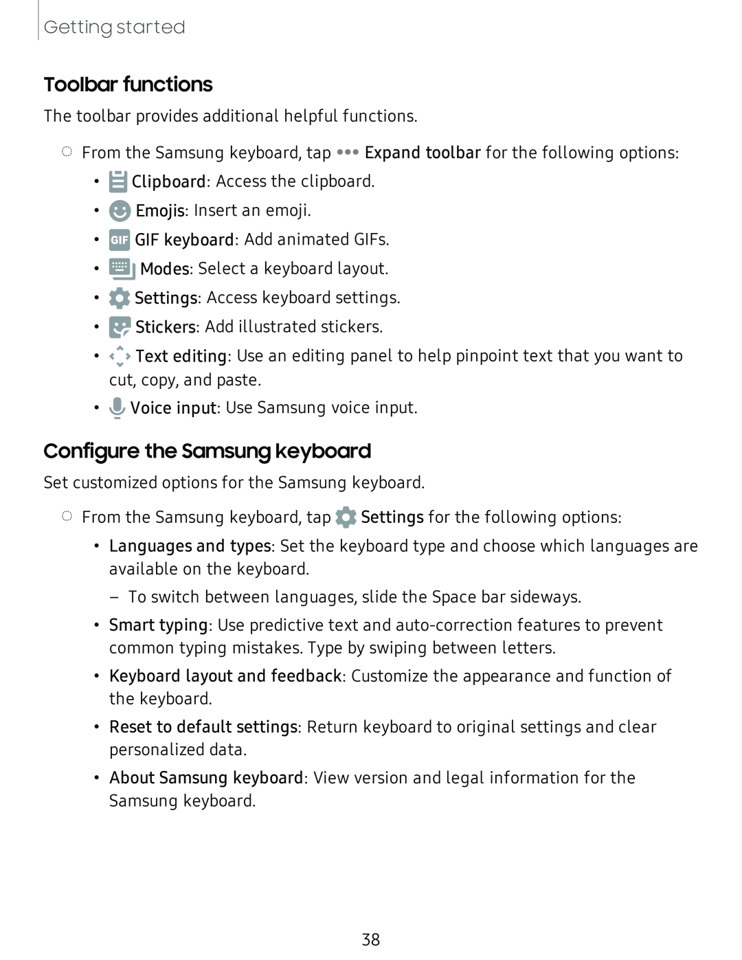 Configure the Samsung keyboard Galaxy S8 Boost