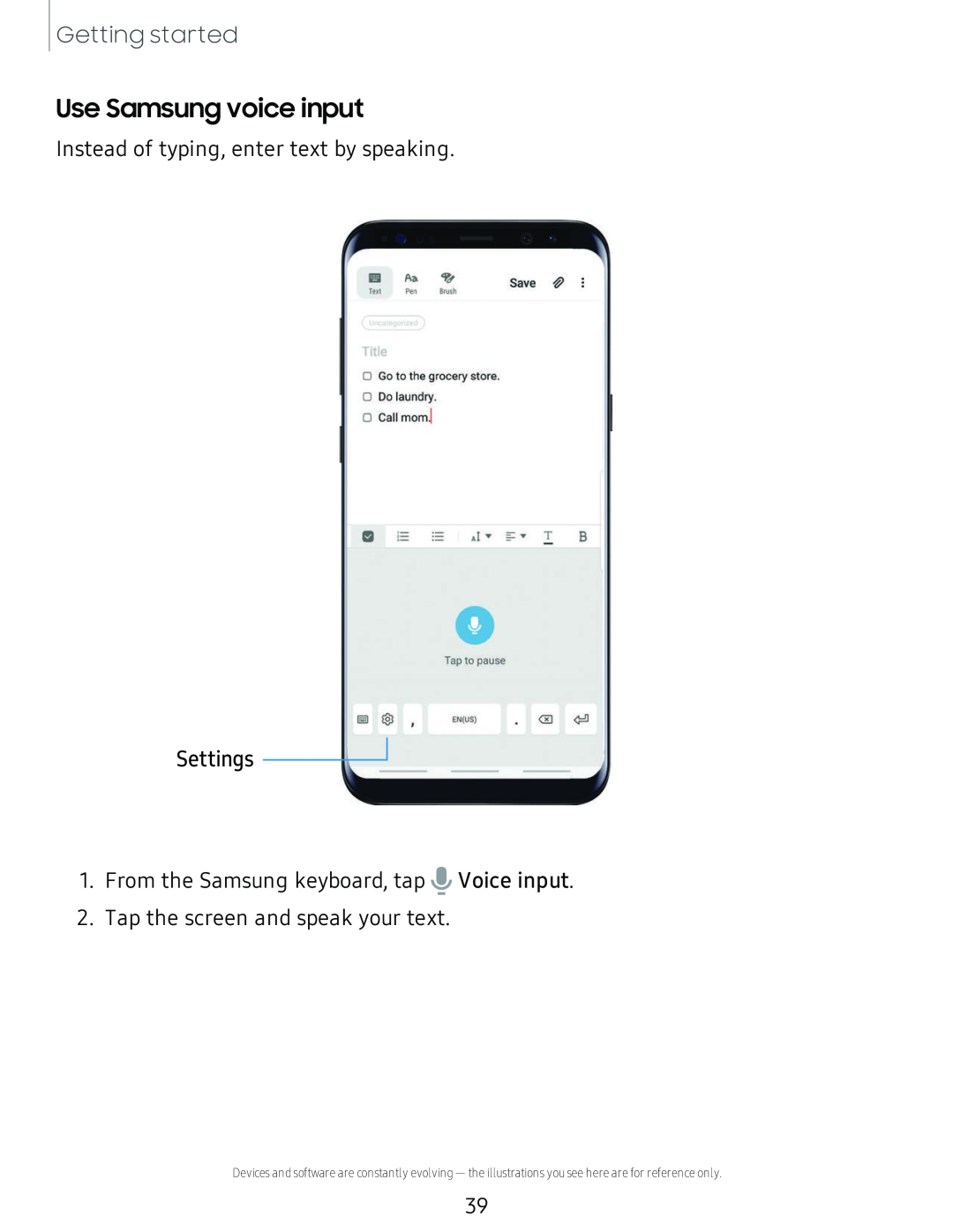 Use Samsung voice input Galaxy S8 Boost