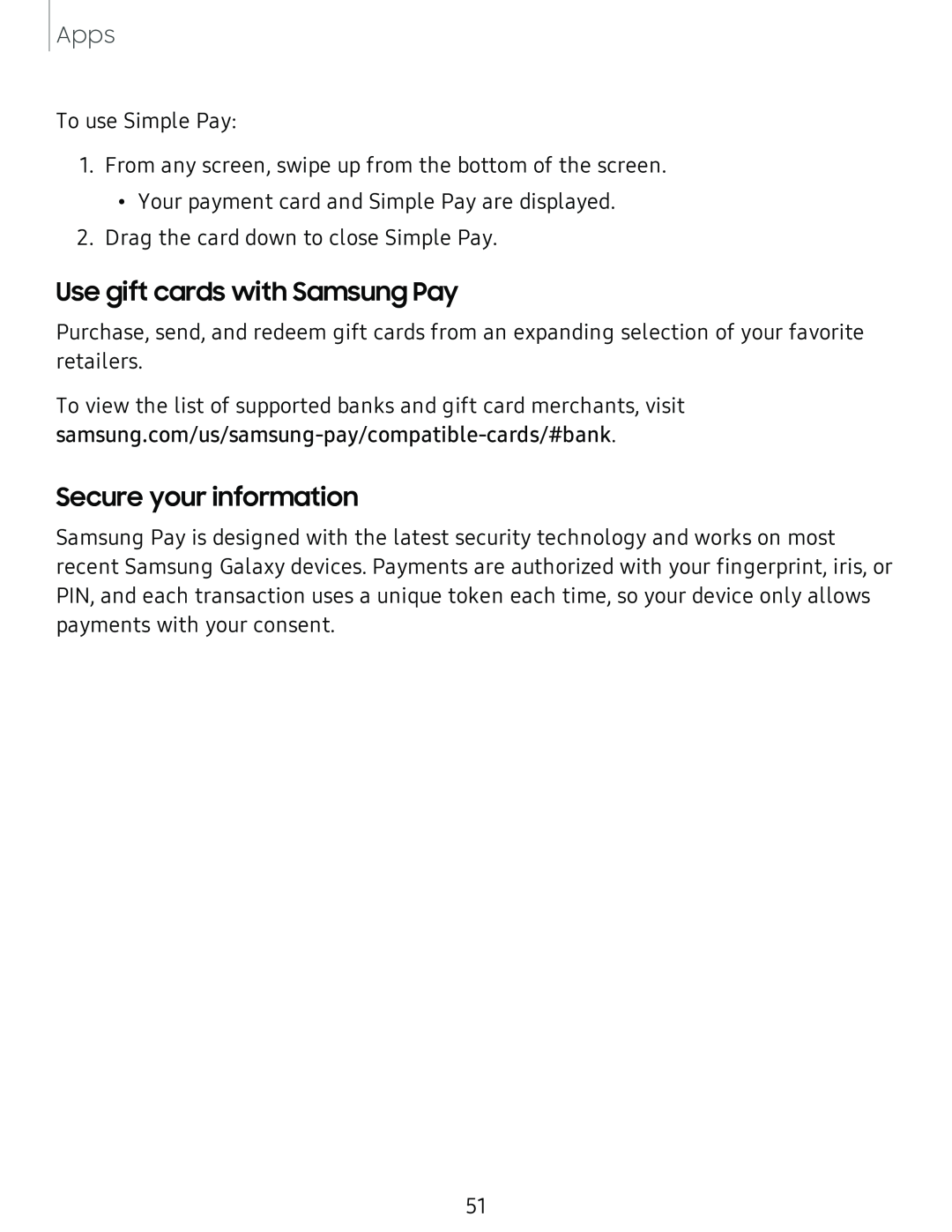 Use gift cards with Samsung Pay Secure your information