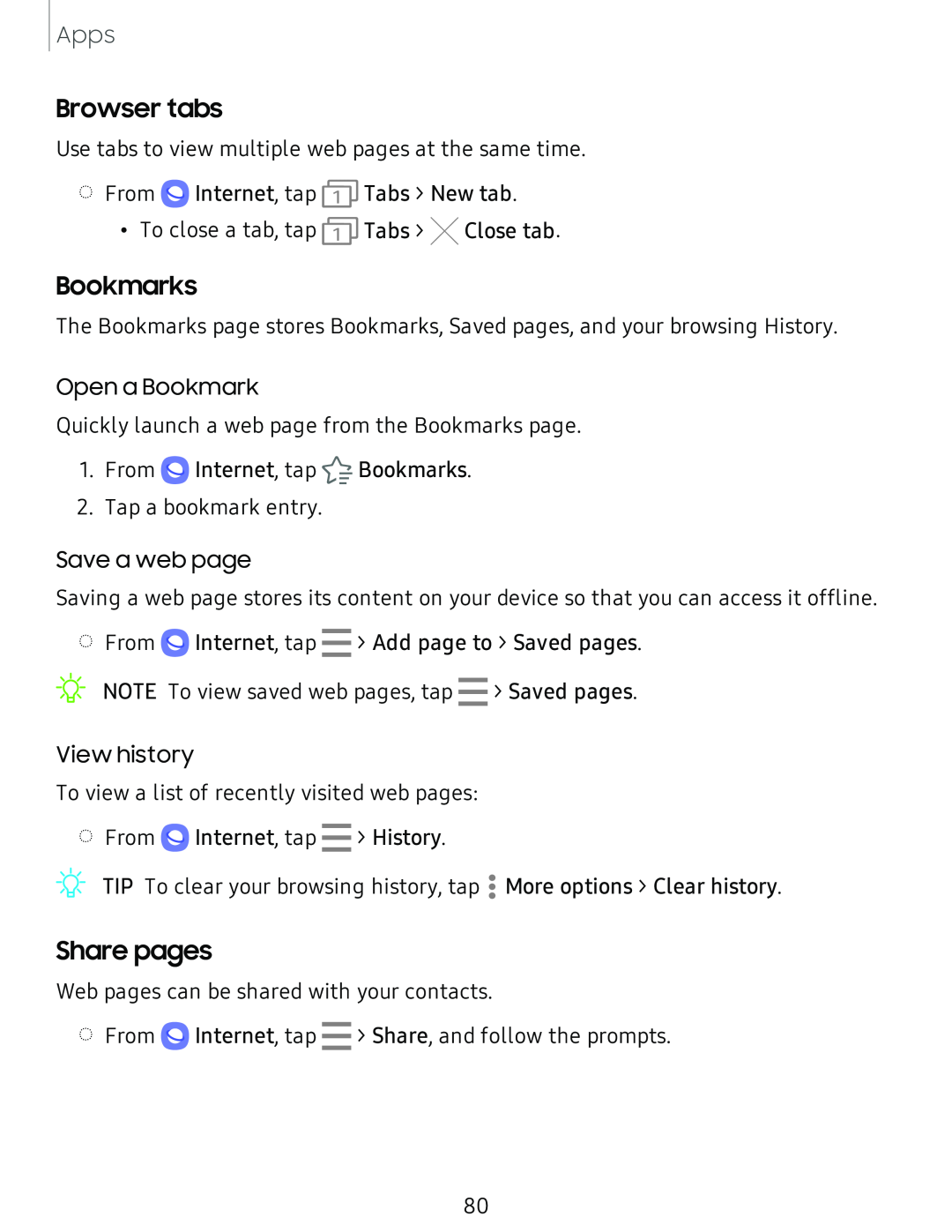 Share pages Galaxy S8 Boost