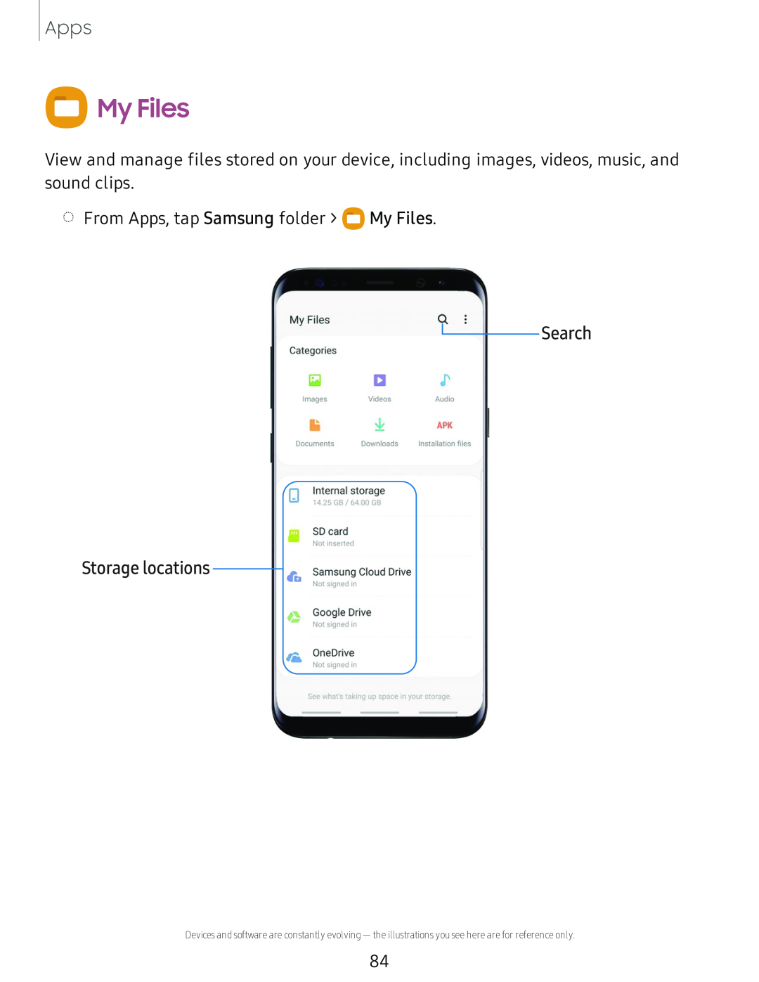 Storage locations Galaxy S8 Boost