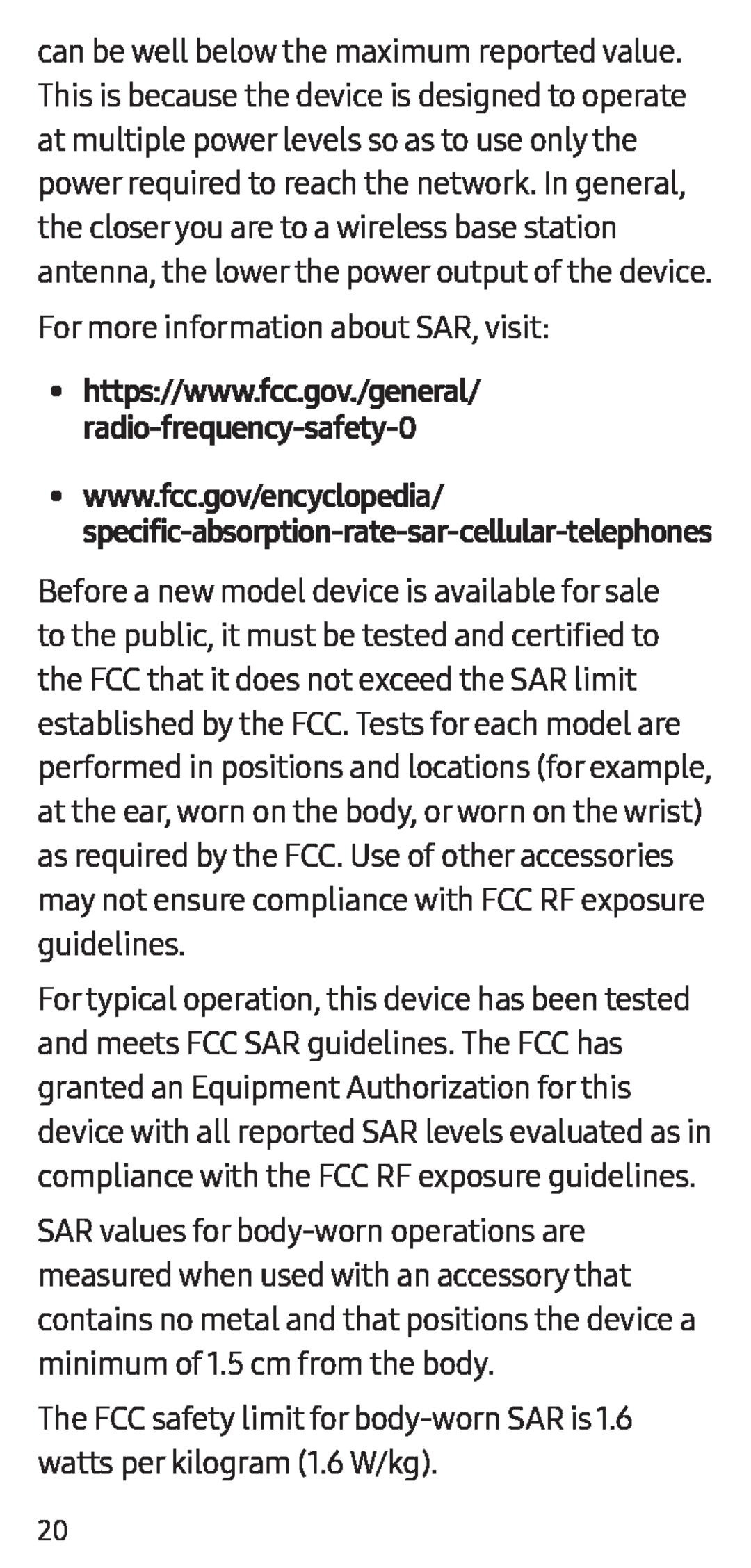 •https://www.fcc.gov./general/ radio-frequency-safety-0 Galaxy S8+ Sprint