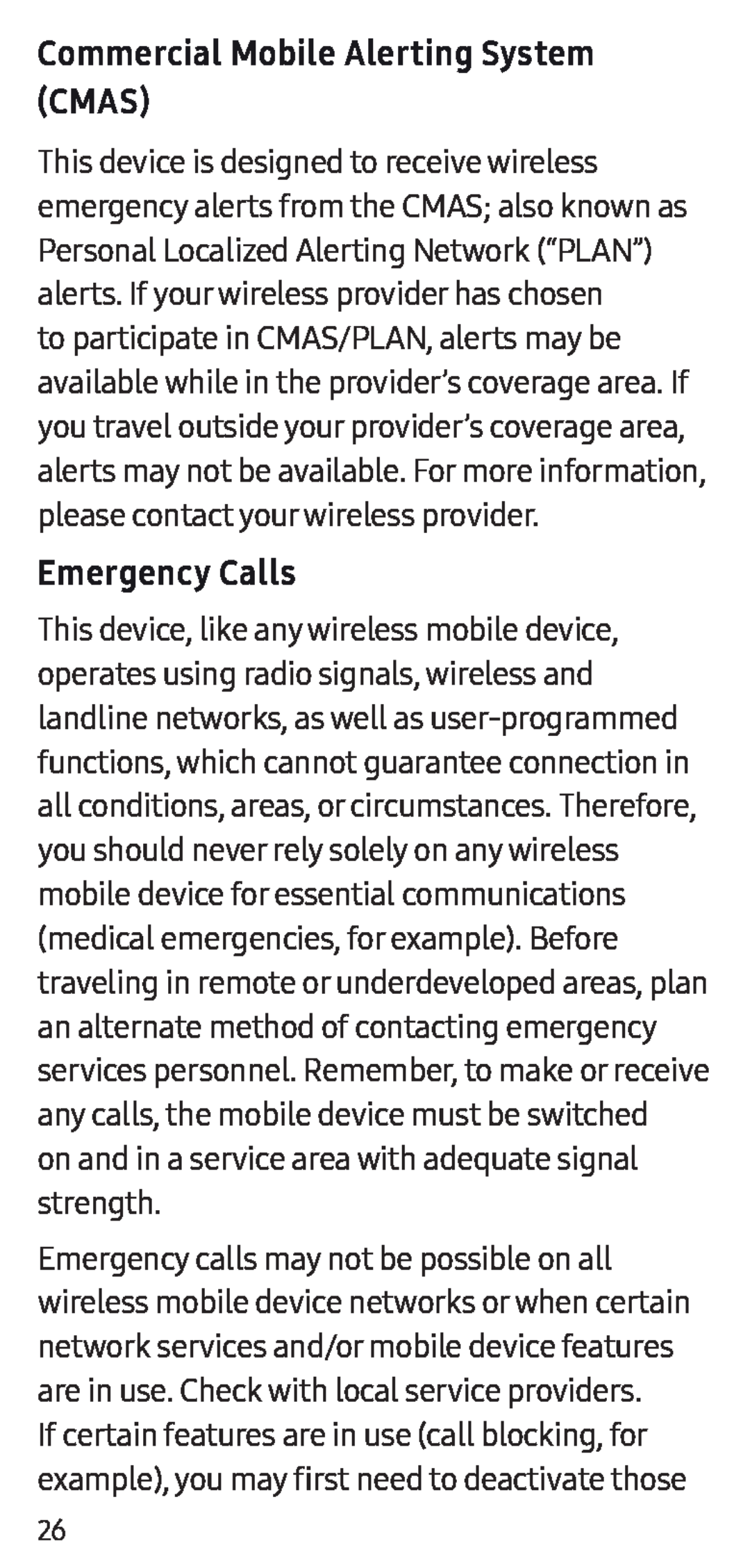 Commercial Mobile Alerting System (CMAS) Galaxy S8+ Sprint