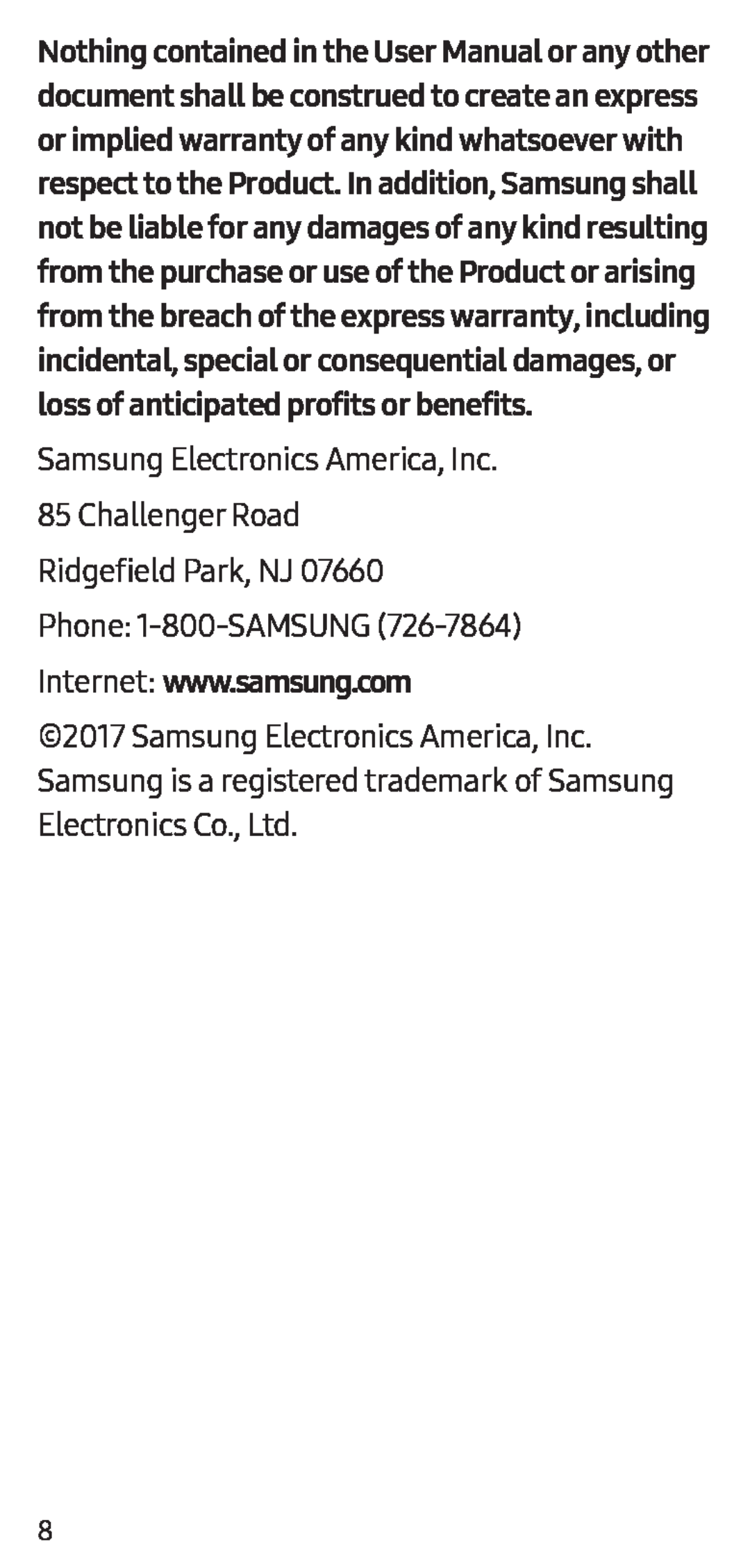 Internet: www.samsung.com Galaxy S8+ Sprint