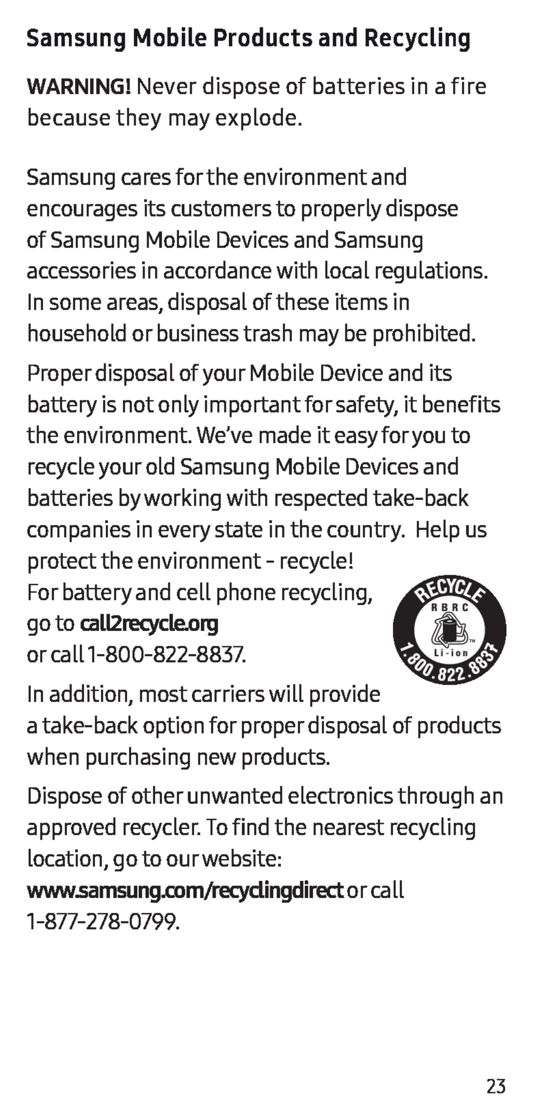 Samsung Mobile Products and Recycling