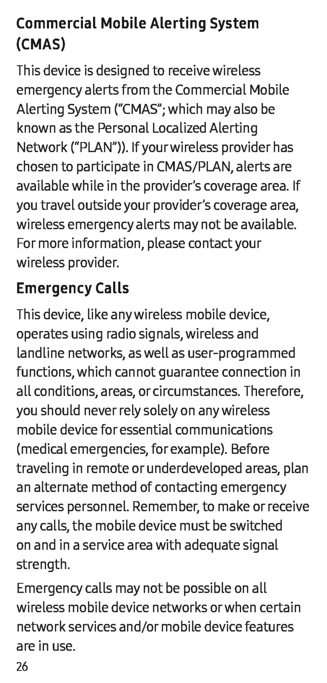 Commercial Mobile Alerting System (CMAS) Emergency Calls