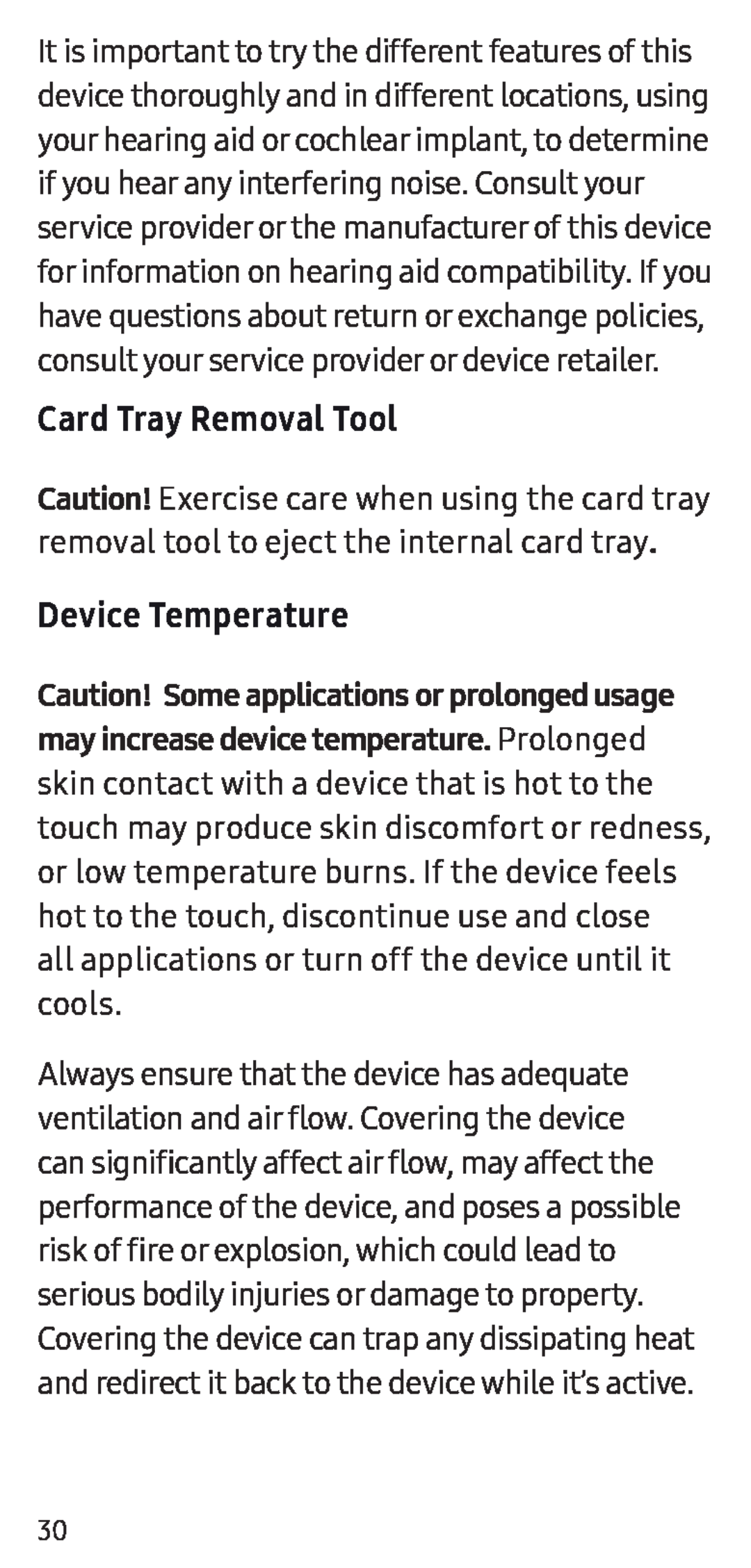 Card Tray Removal Tool Device Temperature