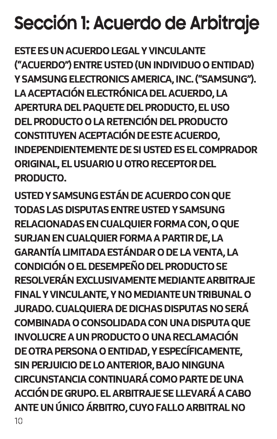 Sección 1: Acuerdo de Arbitraje Galaxy S8 Active T-Mobile