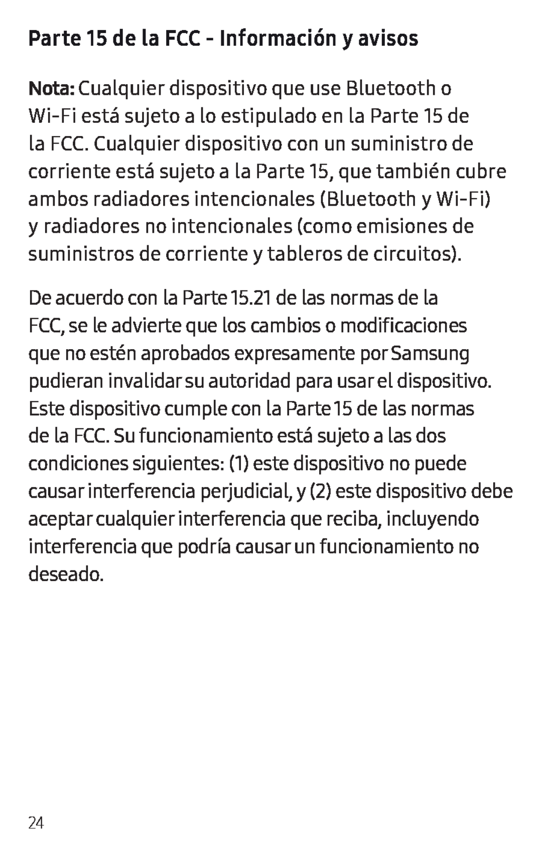 Parte 15 de la FCC - Información y avisos Galaxy S8 Active T-Mobile