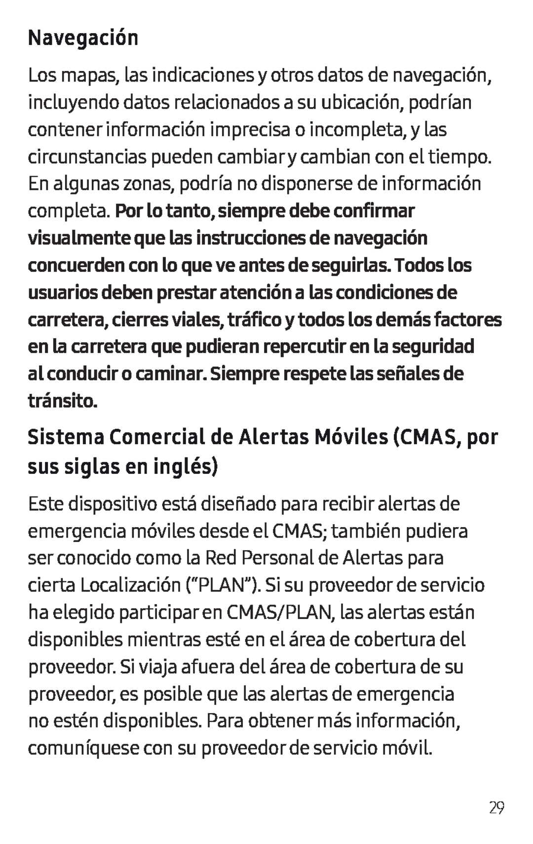 Navegación Sistema Comercial de Alertas Móviles (CMAS, por sus siglas en inglés)