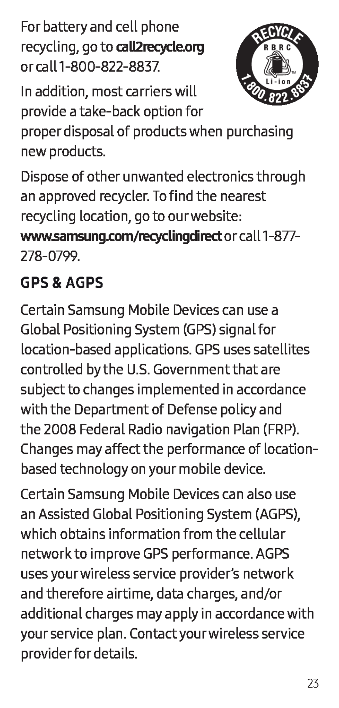 proper disposal of products when purchasing new products GPS & AGPS