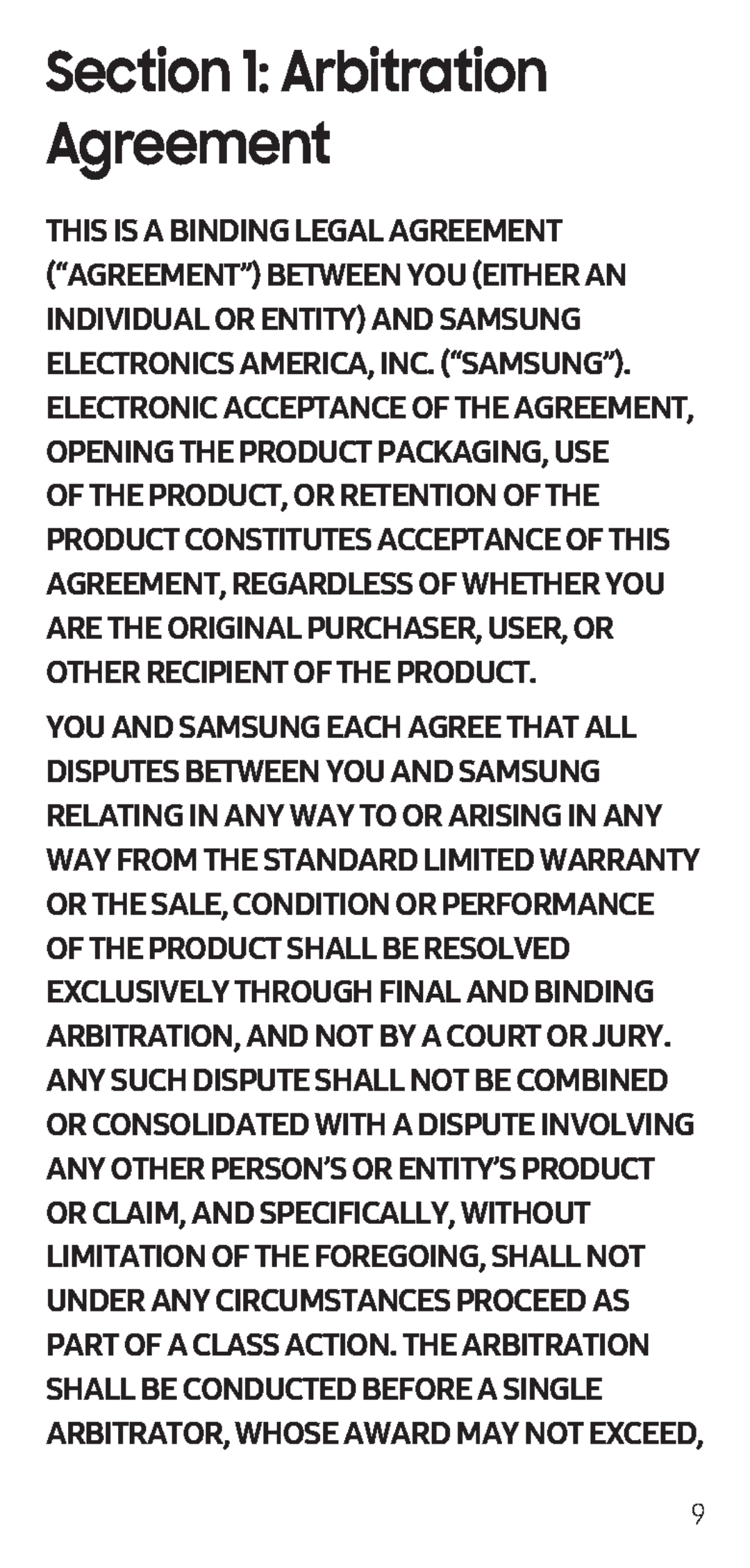 Section 1: Arbitration Agreement Galaxy S7 Unlocked