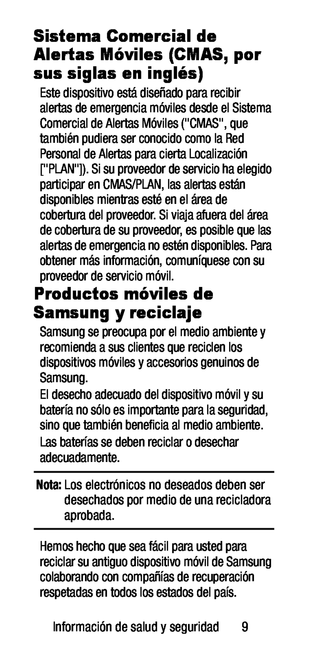 Sistema Comercial de Alertas Móviles (CMAS, por sus siglas en inglés) Galaxy S7 Metro PCS