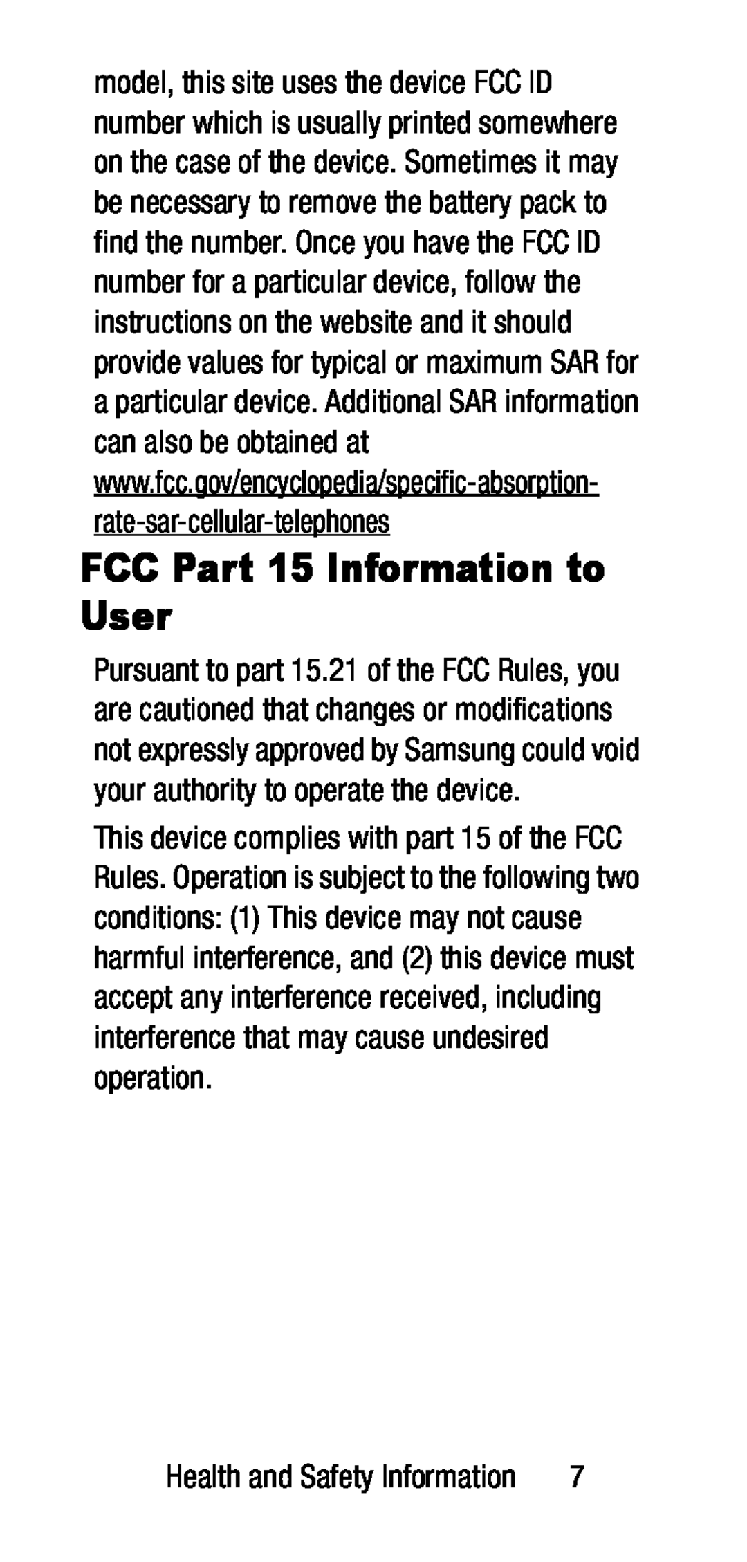 FCC Part 15 Information to User Galaxy S7 edge T-Mobile