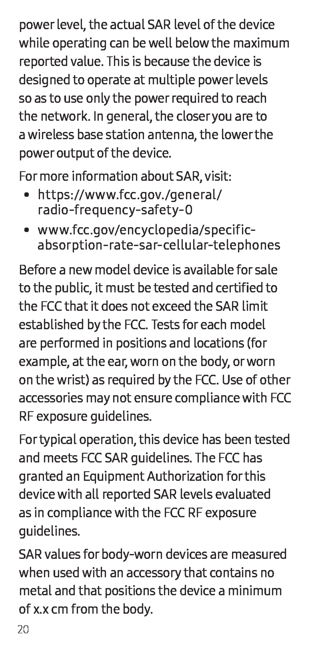 •www.fcc.gov/encyclopedia/specific- absorption-rate-sar-cellular-telephones Galaxy S7 Active AT&T