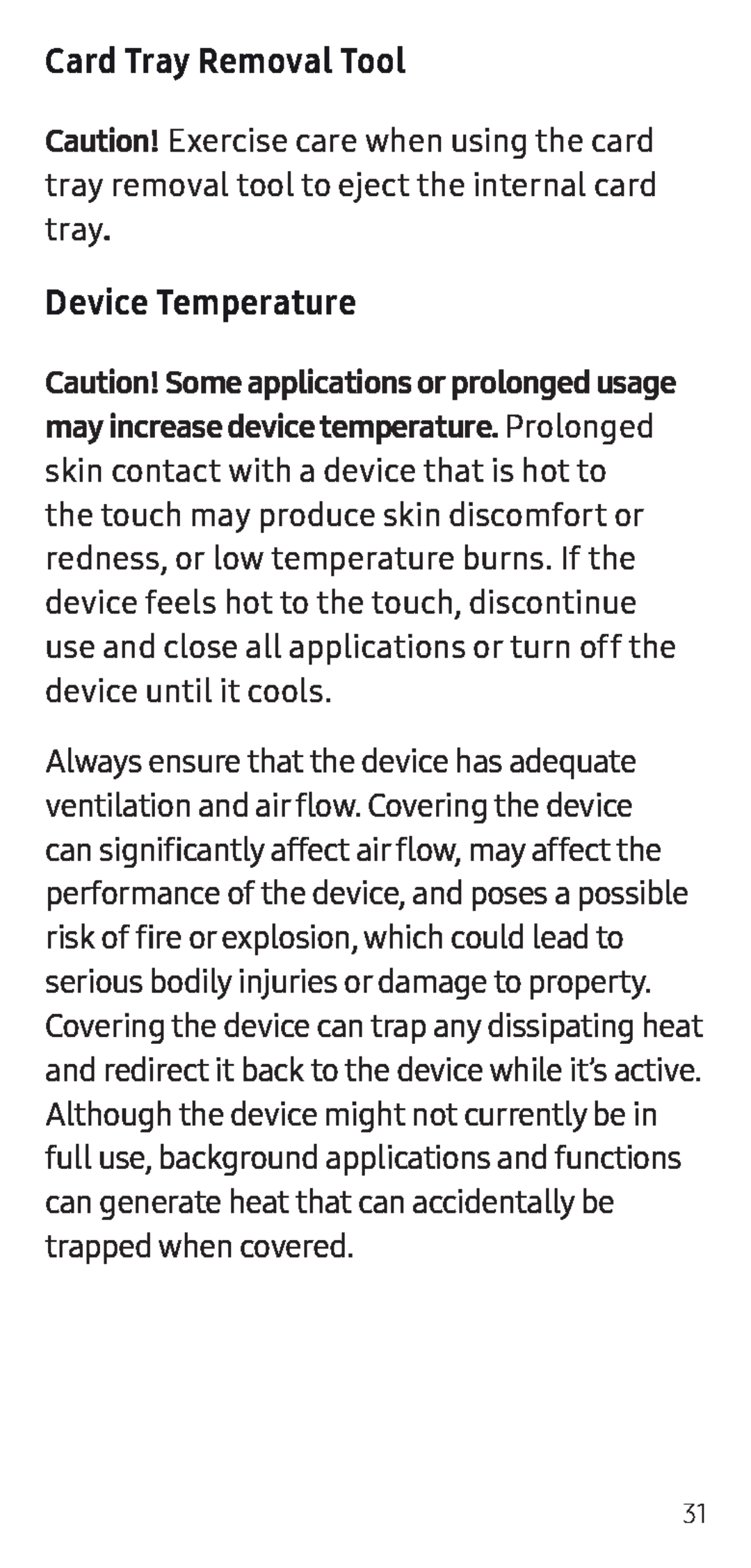 Card Tray Removal Tool Device Temperature