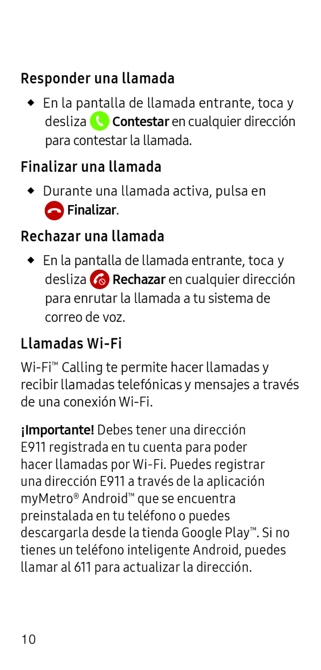 Responder una llamada Galaxy S6 Metro PCS