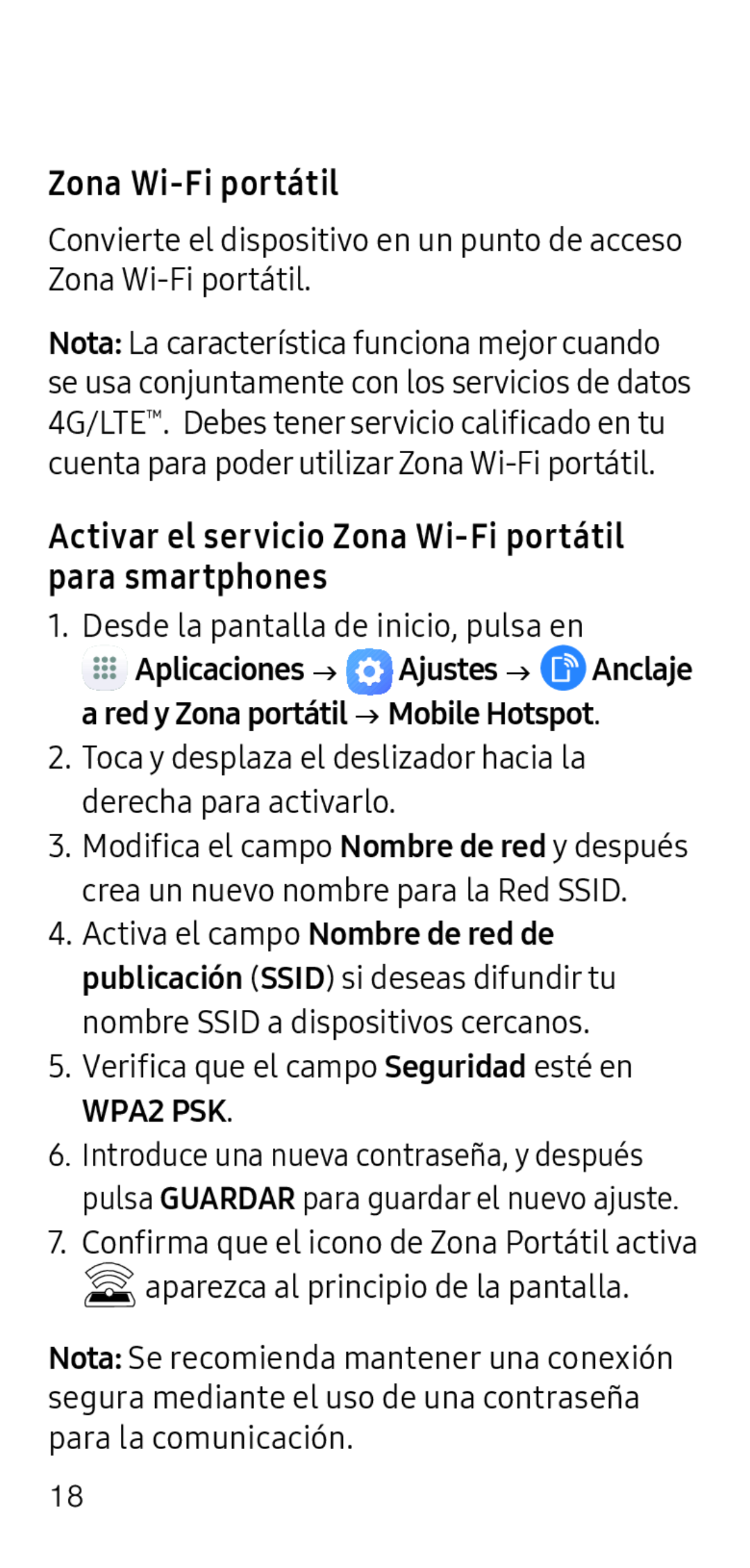 Zona Wi-Fiportátil Activar el servicio Zona Wi-Fiportátil para smartphones