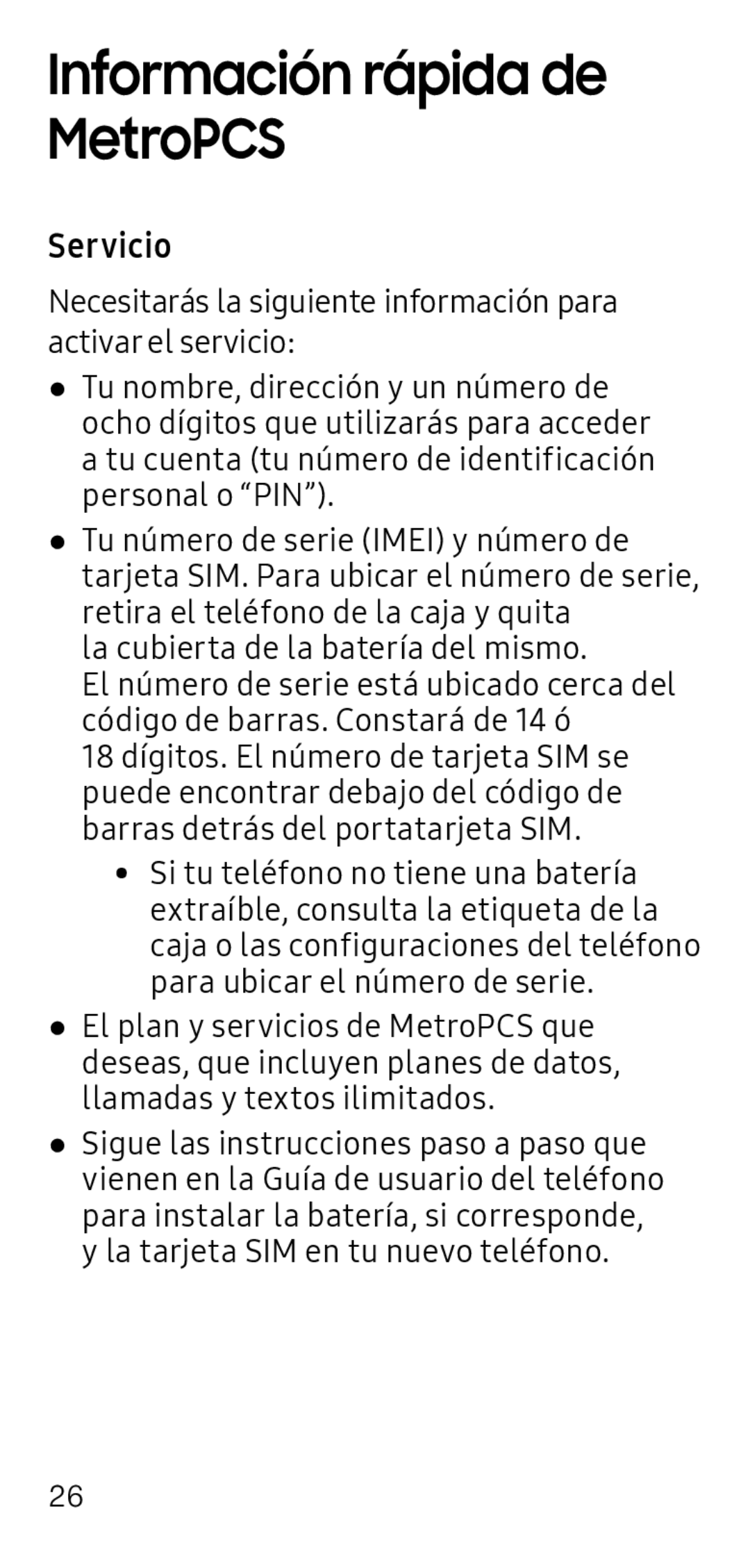 Información rápida de MetroPCS Galaxy S6 Metro PCS