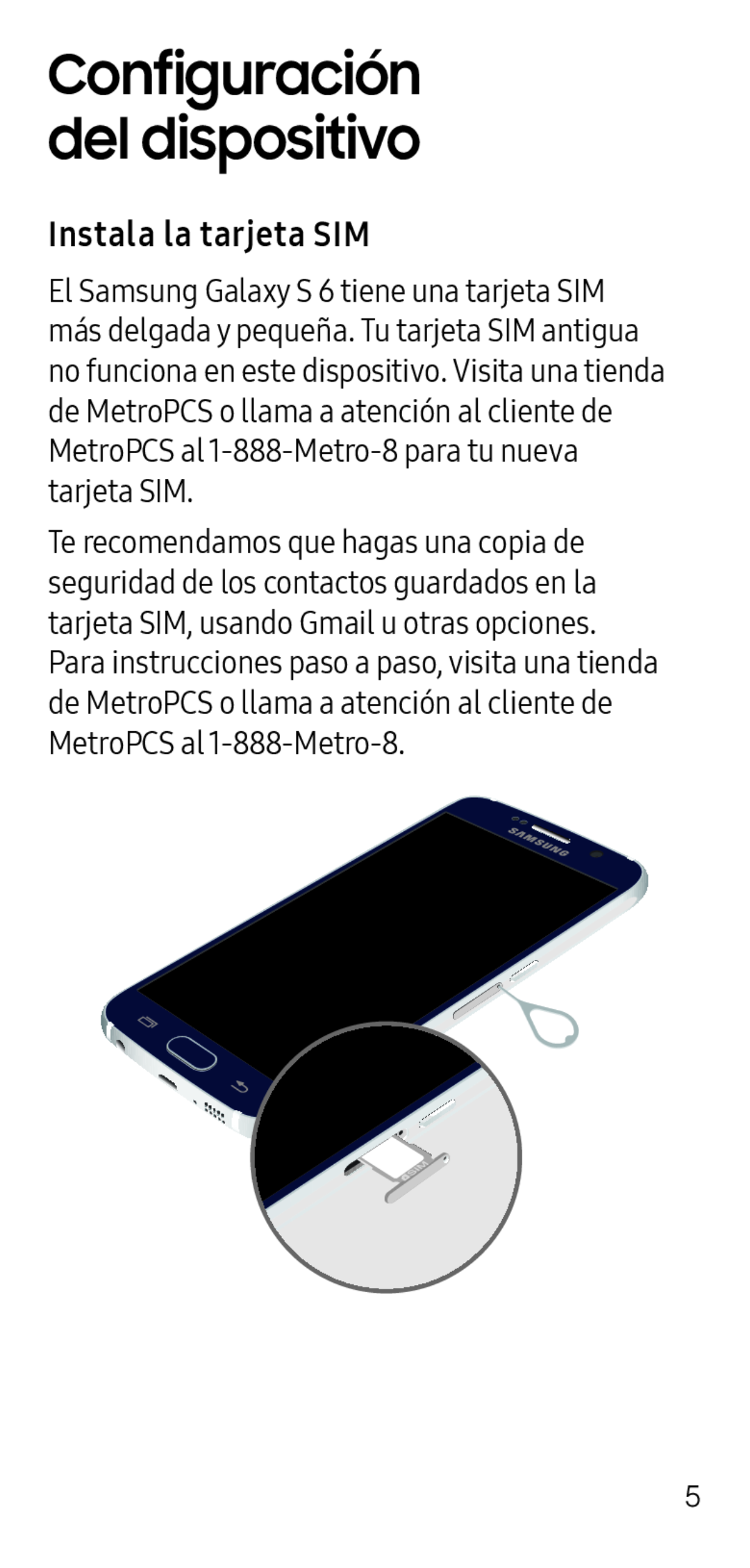Instala la tarjeta SIM Galaxy S6 Metro PCS
